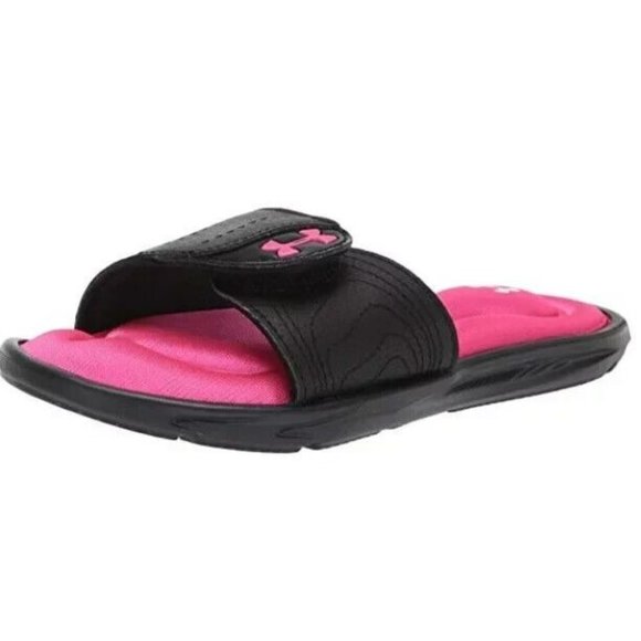 Under Armour Girls Ignite IX Slide Sandal Black/Pink/White 3Y US Little Kid New - Picture 9 of 9